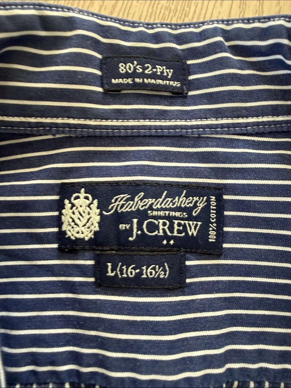J. Crew Navy and White Thin-Stripe Button-Up Shirt